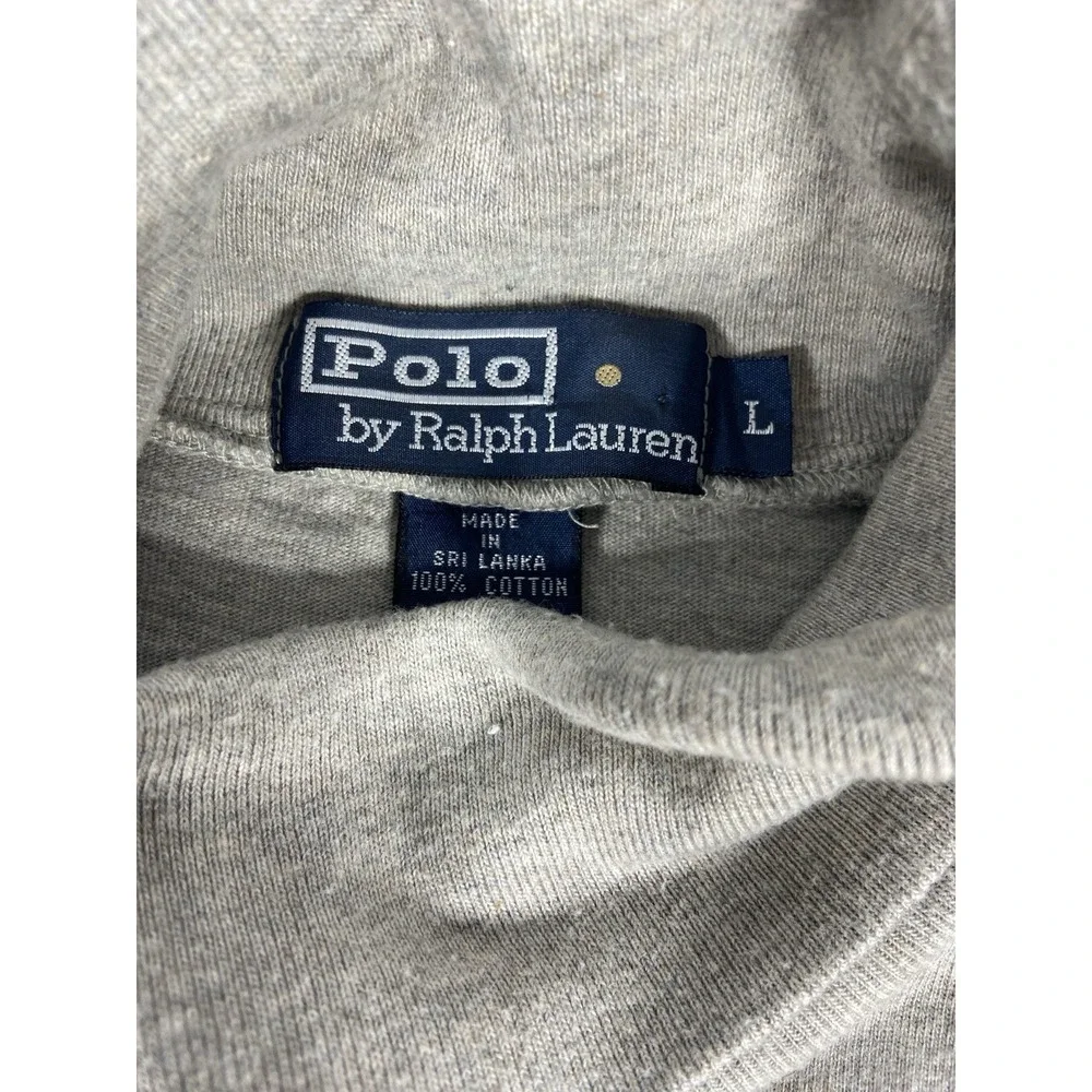 Vintage Polo Ralph Lauren Mens Turtleneck Shirt Large Gray Long Sleeve Old Money
